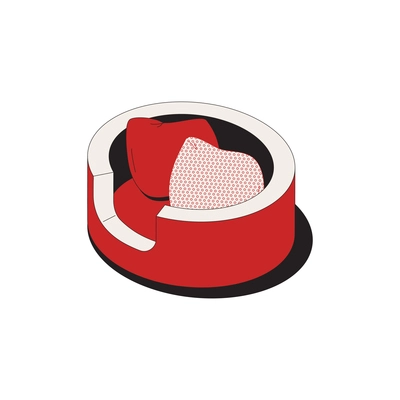 Colored icon of cat bed with soft cushions 3d isometric vector illustration