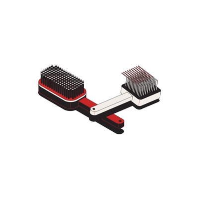 Two brushes for pet care and grooming 3d isometric vector illustration