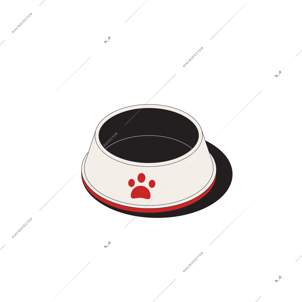 Empty pet bowl 3d icon on white background isometric vector illustration