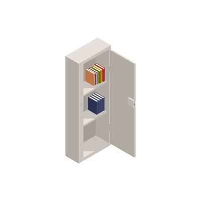 Metal safe with books in it isometric icon 3d vector illustration