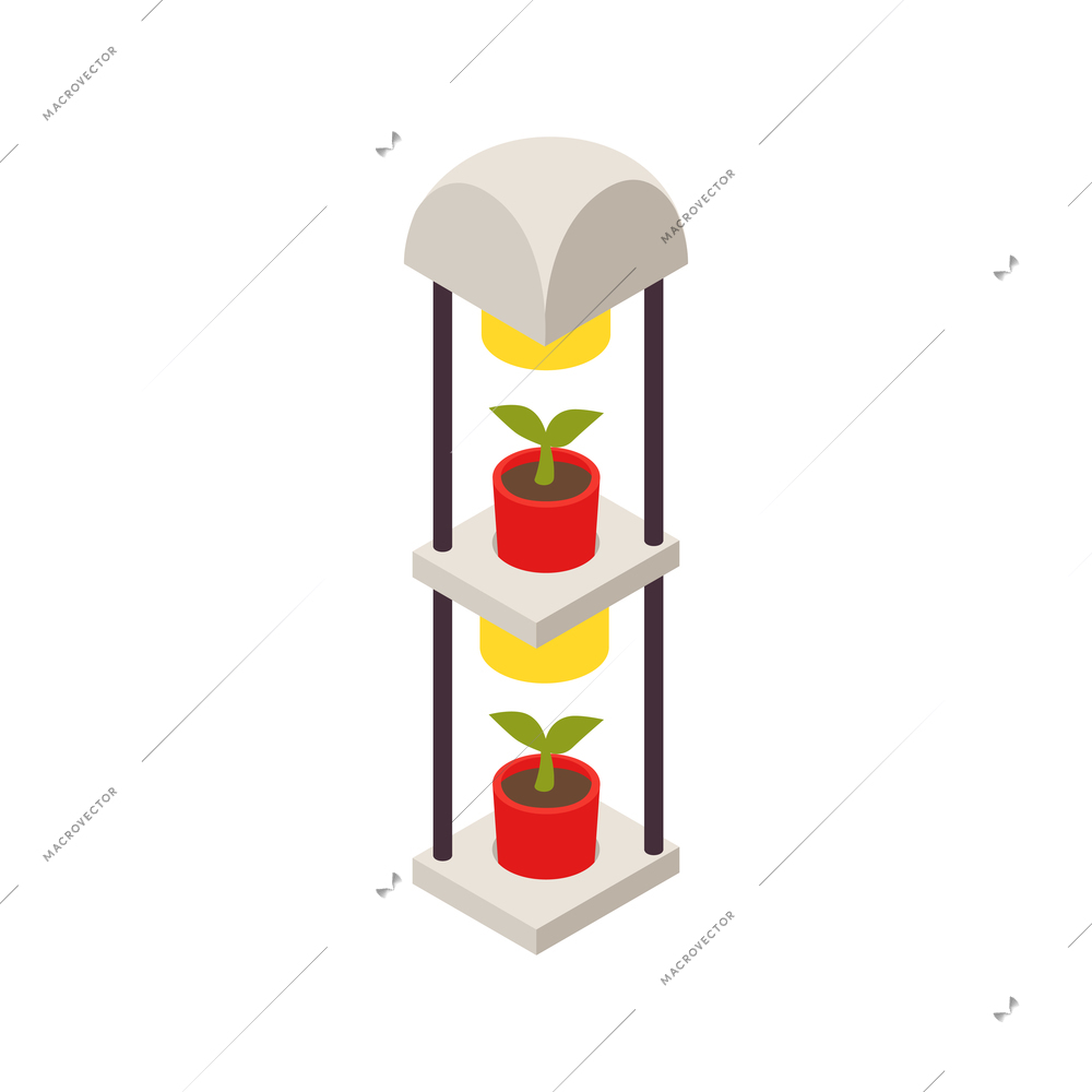 Smart farm growing plants technology 3d isometric icon vector illustration