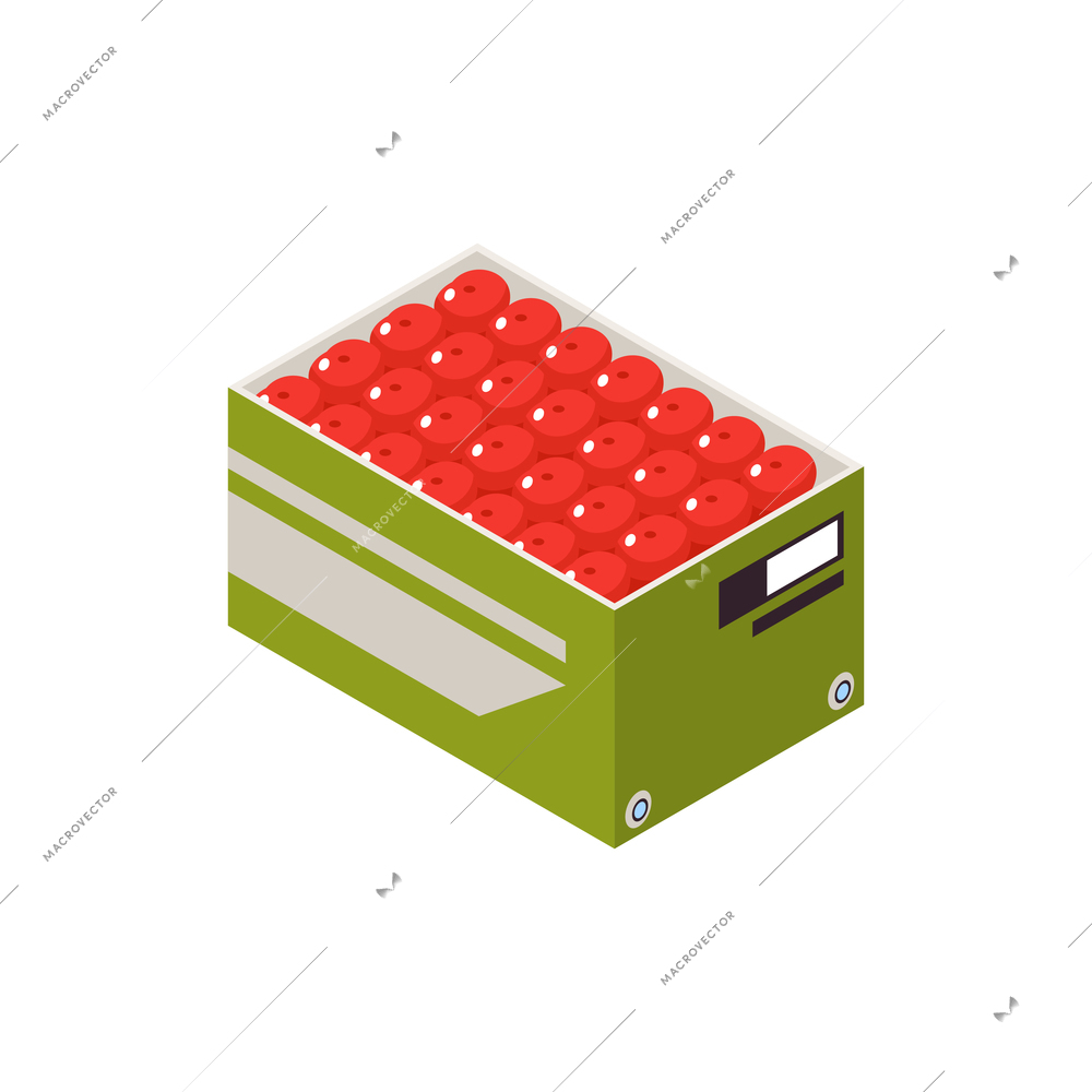 Smart farm electronic box with vegetables 3d isometric icon vector illustration