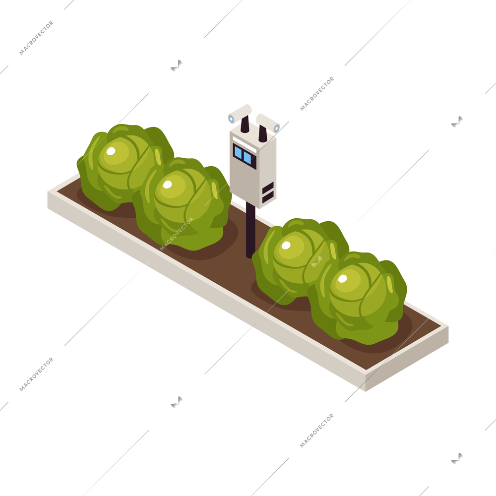 Smart farm isometric icon with remote control device for growing vegetables vector illustration