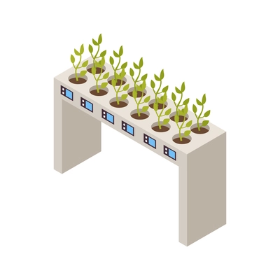 Smart farm technology for growing plants 3d isometric vector illustration