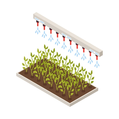 Smart farm technology of automated watering 3d icon isometric vector illustration