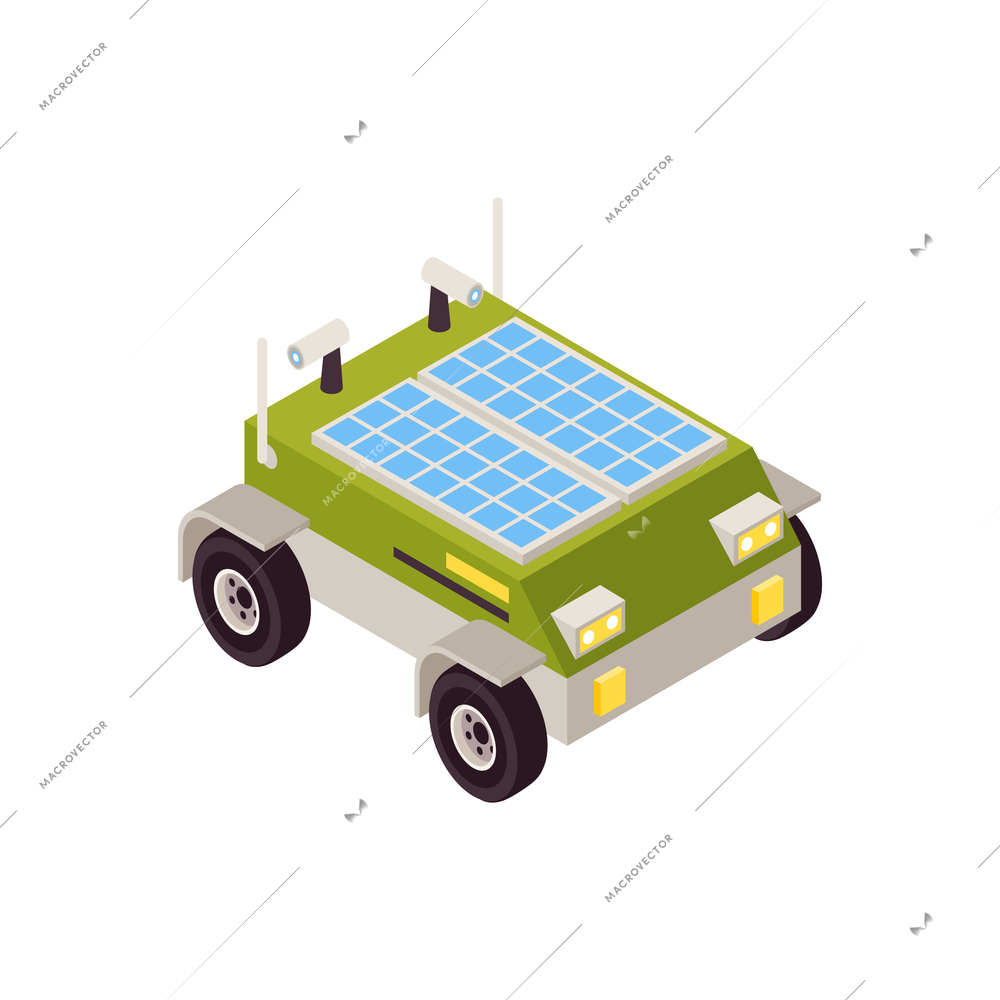 Smart machine with solar panel for farming isometric icon vector illustration