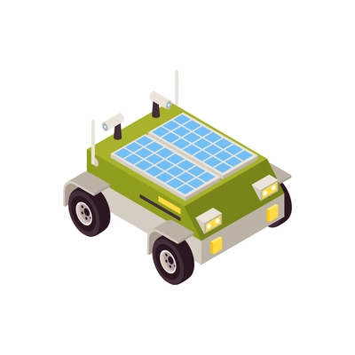 Smart machine with solar panel for farming isometric icon vector illustration