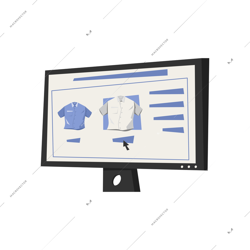 Flat icon with online shop website on computer screen vector illustration