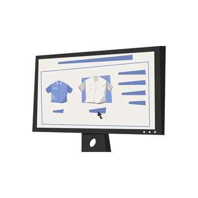 Flat icon with online shop website on computer screen vector illustration