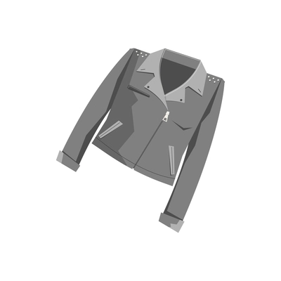Black leather jacket flat icon on white background vector illustration