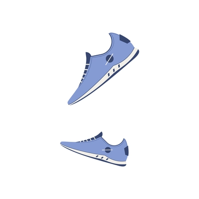 Blue sports shoes pair flat icon isolated vector illustration