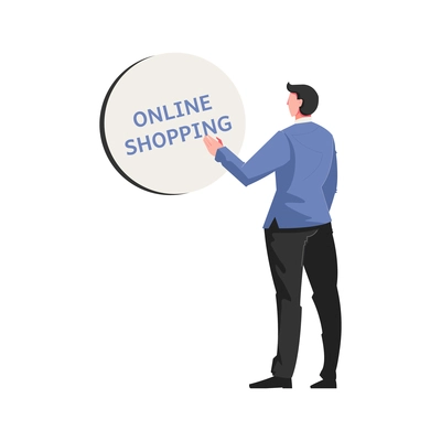 Online shopping flat concept with male human character vector illustration