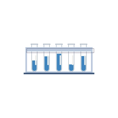 Flat medical test tubes with blue liquid vector illustration