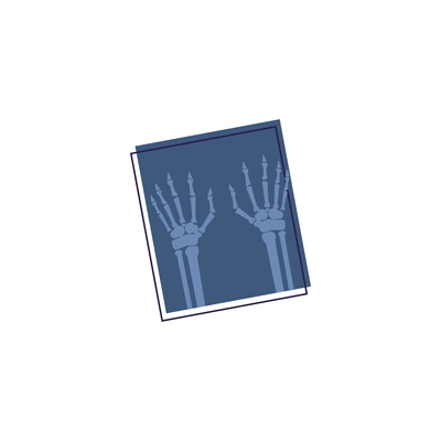 Flat x-ray photograph of human hands vector illustration