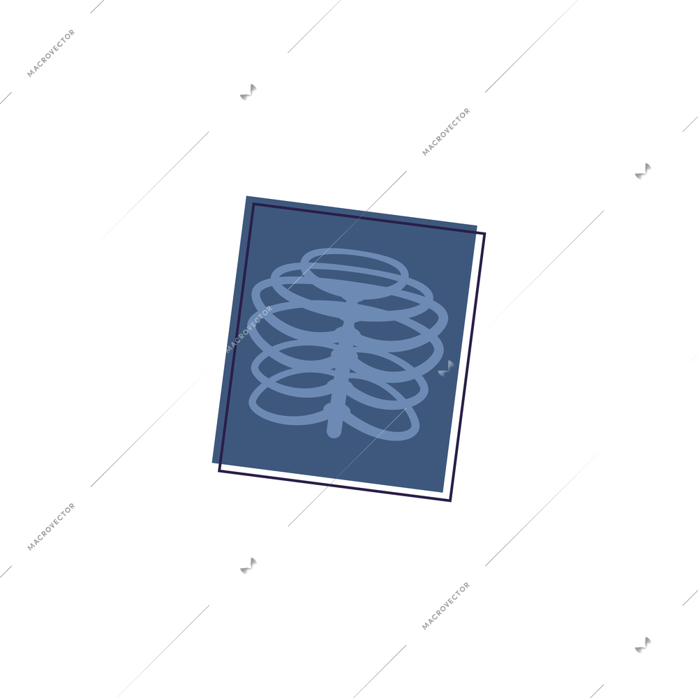 Flat x-ray picture of human chest vector illustration