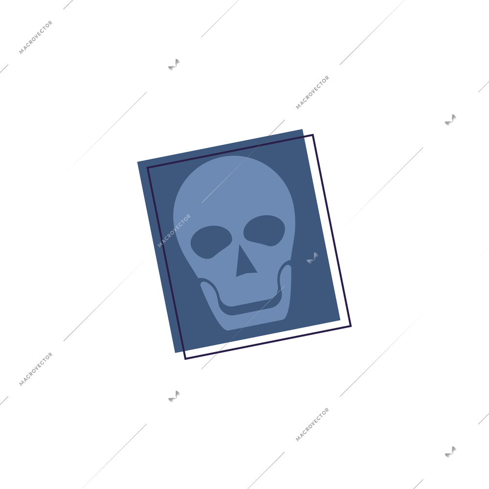 Flat icon with human skull on x-ray photo on white background vector illustration