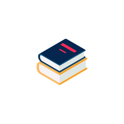 Stack of two books isometric icon on white background 3d vector illustration