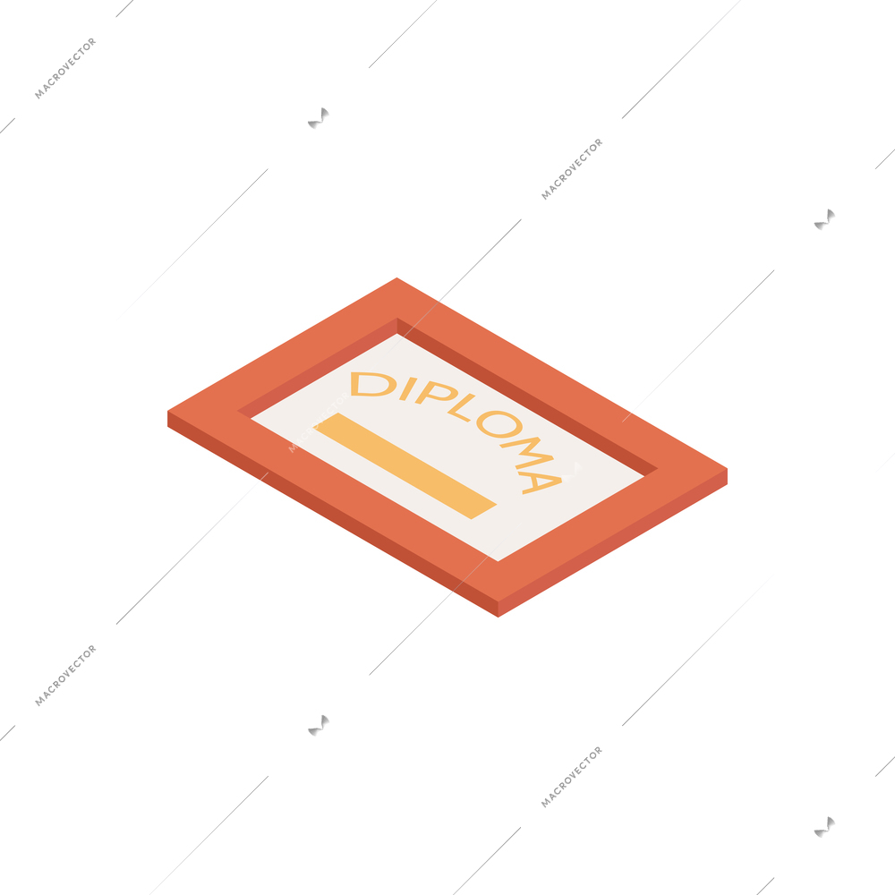 Certificate diploma in frame isometric 3d icon vector illustration