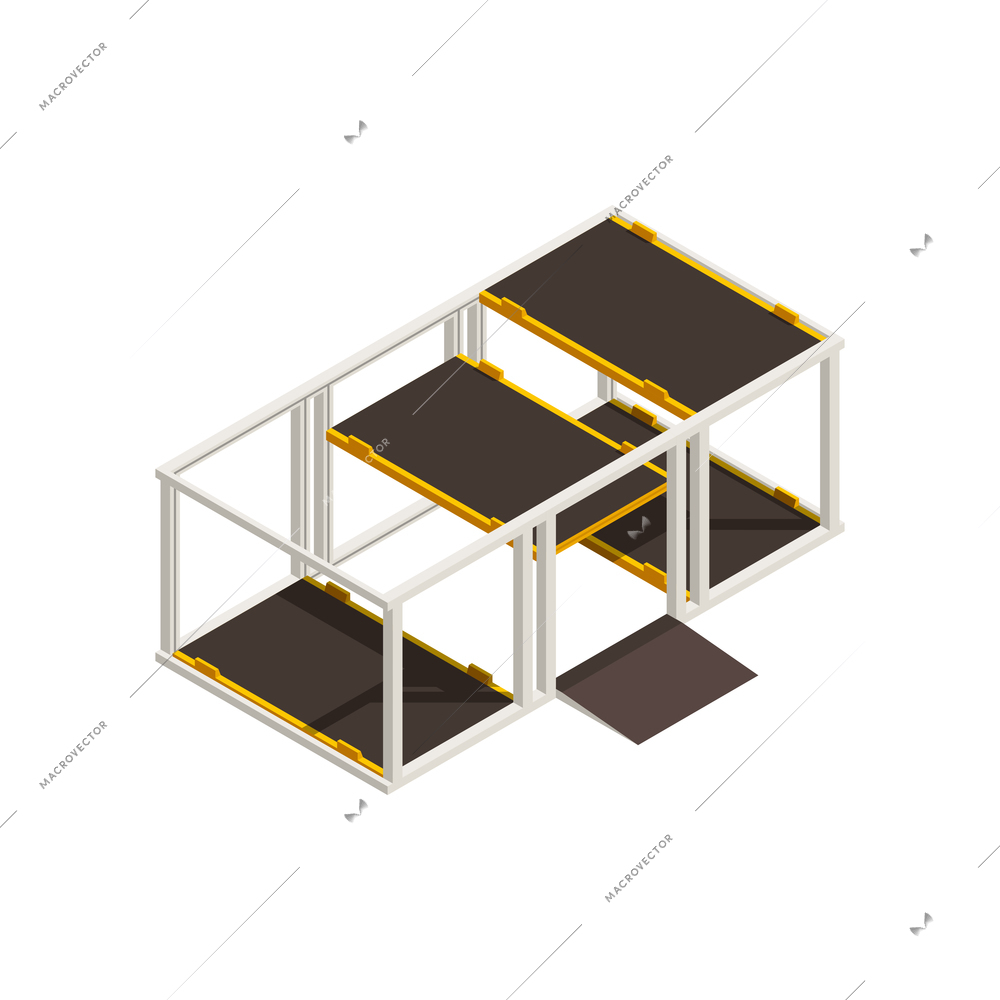 Isometric multistorey car park on white background 3d vector illustration