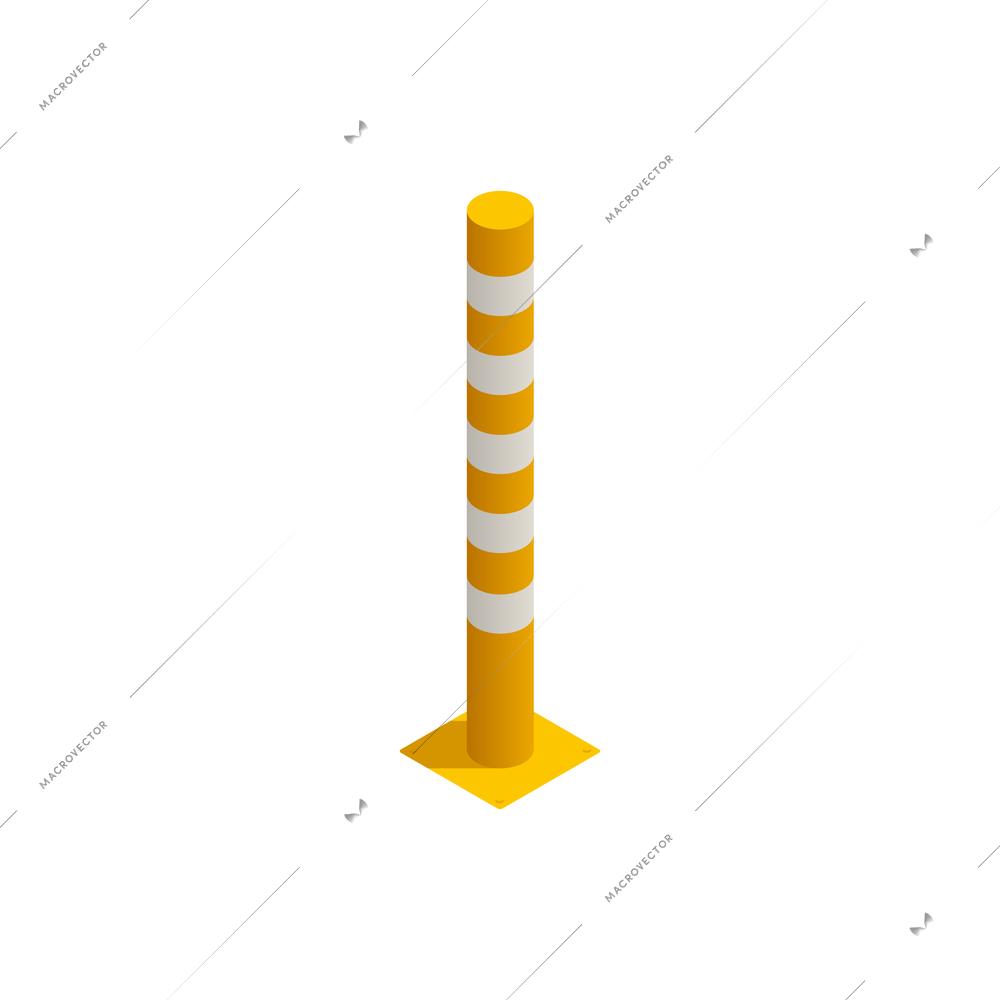 Isometric yellow and white elastic parking column icon vector illustration