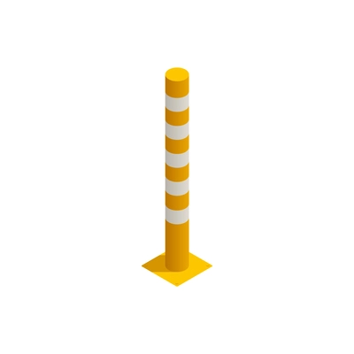 Isometric yellow and white elastic parking column icon vector illustration