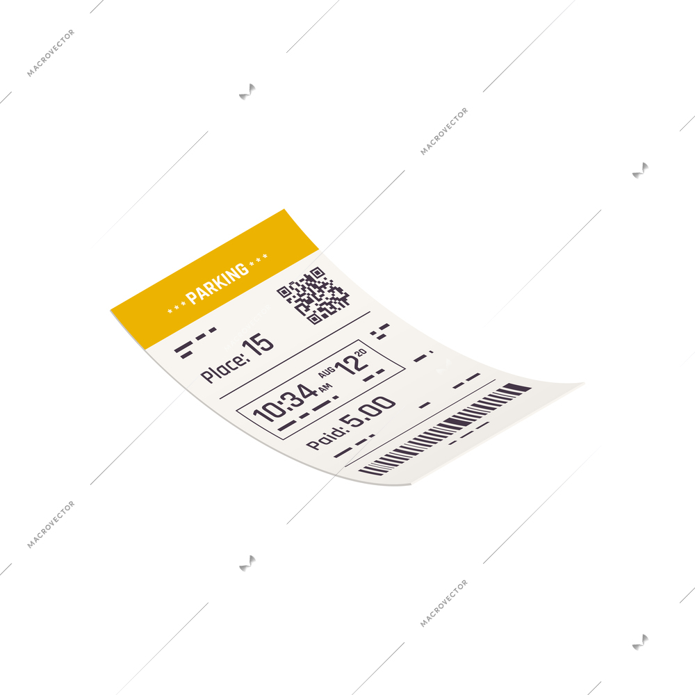 Parking zone ticket 3d isometric icon vector illustration