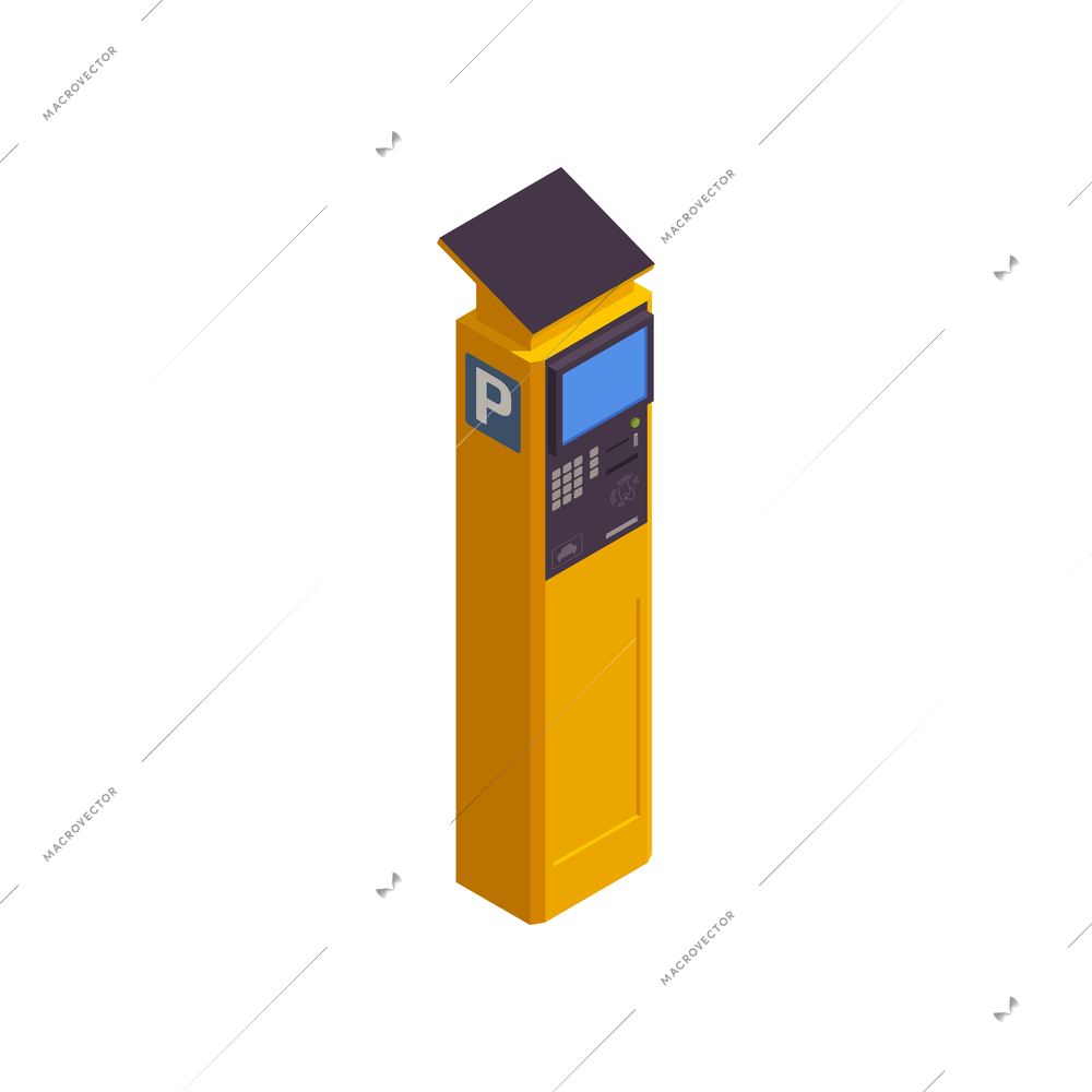 Parking payment station isometric icon vector illustration