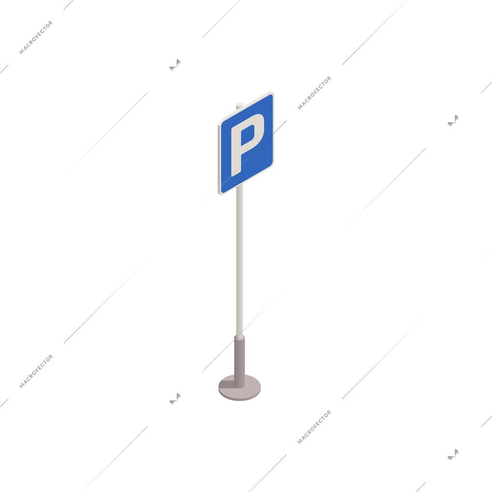 Parking zone traffic sign isometric icon vector illustration