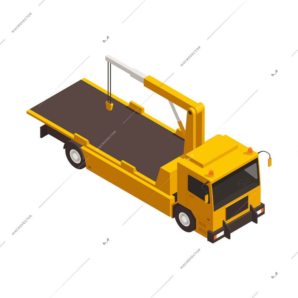 Tow truck for evacuating vehicles isometric icon vector illustration