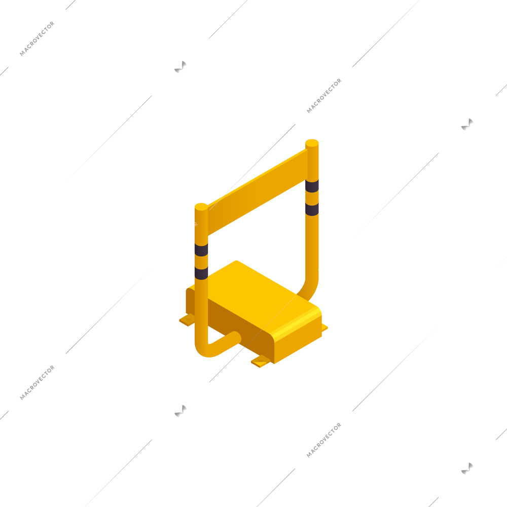 Yellow parking barrier on white background isometric vector illustration