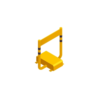 Yellow parking barrier on white background isometric vector illustration