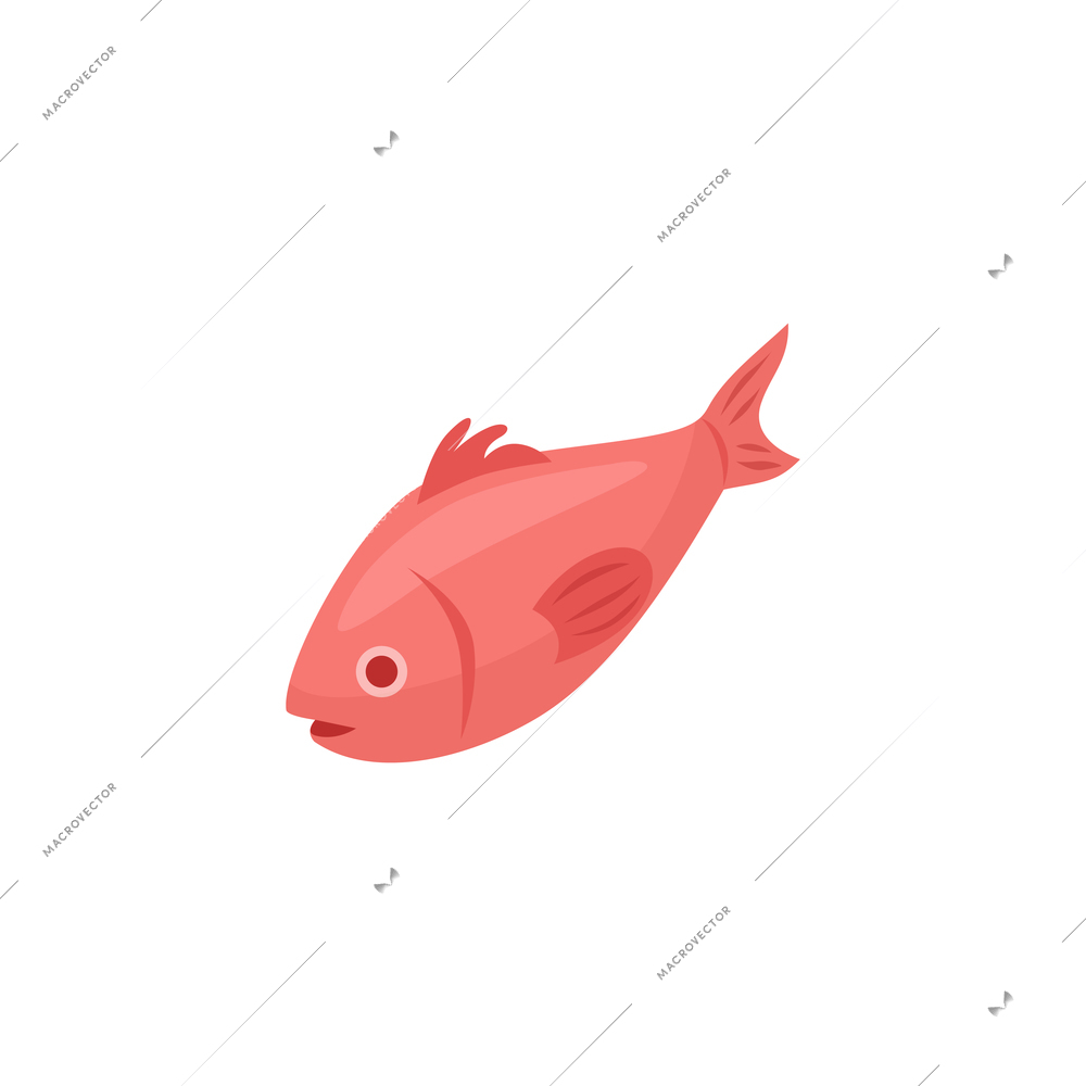 Isometric icon of pink fish on white background 3d vector illustration