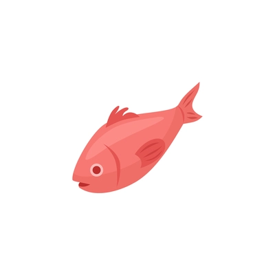 Isometric icon of pink fish on white background 3d vector illustration