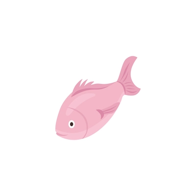 Single pink fish on white background 3d isometric vector illustration