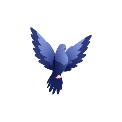 Flying dove on white background flat vector illustration