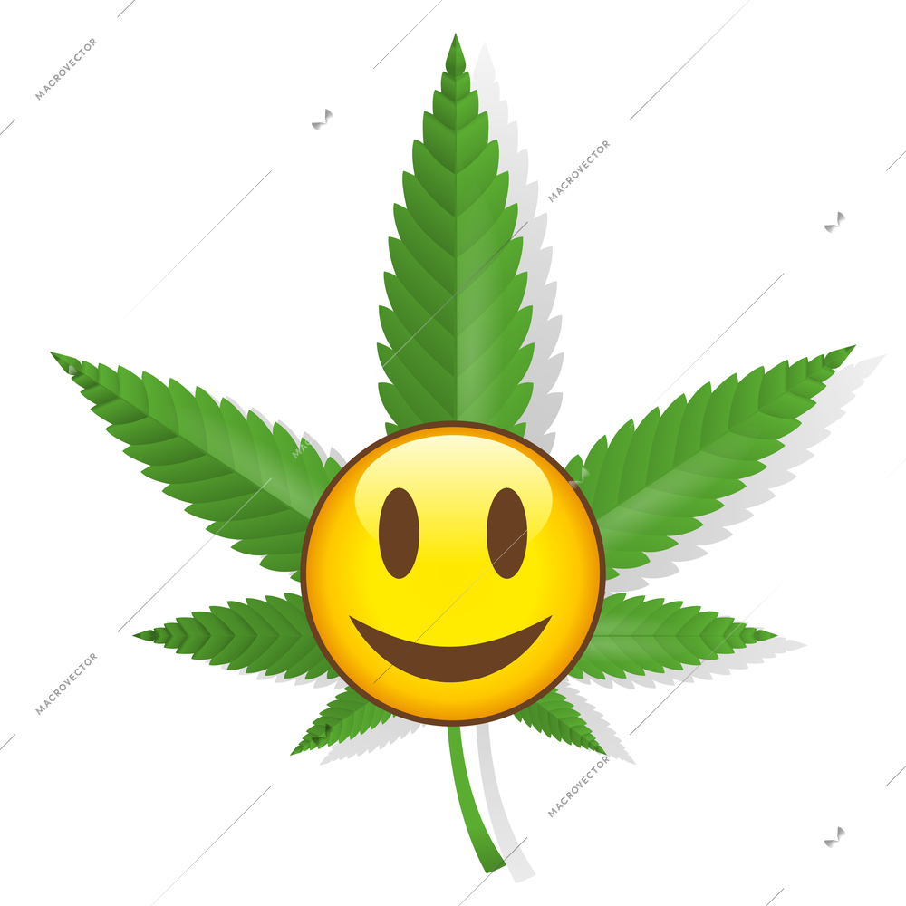 Smiling cannabis sign isolated vector illustration