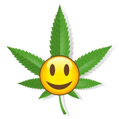 Smiling cannabis sign isolated vector illustration