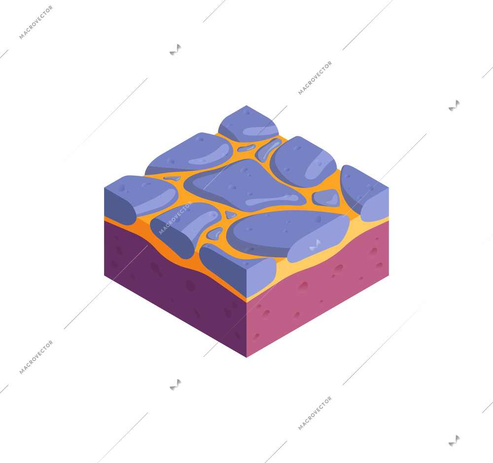 Game landscape icon with isometric piece of stone road 3d vector illustration