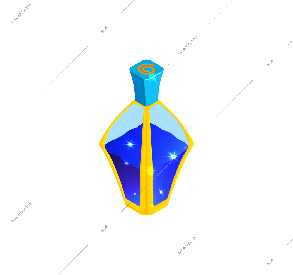 Game isometric icon of bottle with magic potion 3d vector illustration