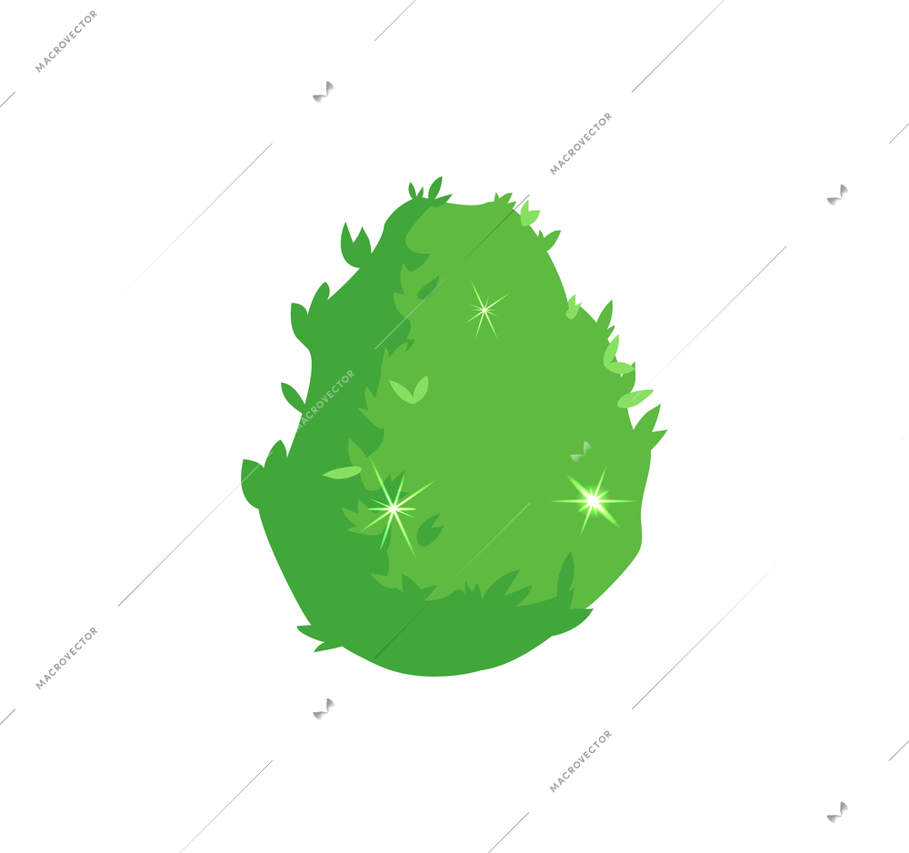 Game interface icon of green bush on white background 3d isometric vector illustration