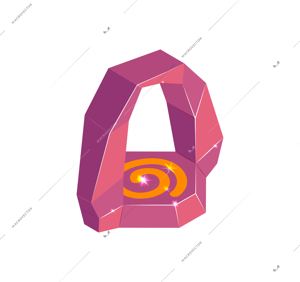 Colored rune stone for game interface on white background 3d isometric vector illustration