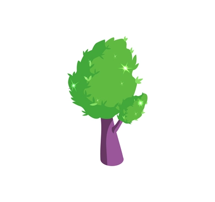 Isometric game landscape icon of tree with green leaves 3d vector illustration