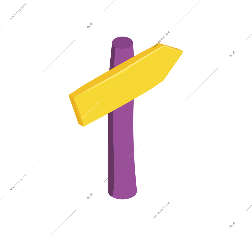 Isometric purple and yellow game signpost icon on white background 3d vector illustration