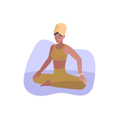 Relaxation flat icon with woman sitting in lotus position vector illustration