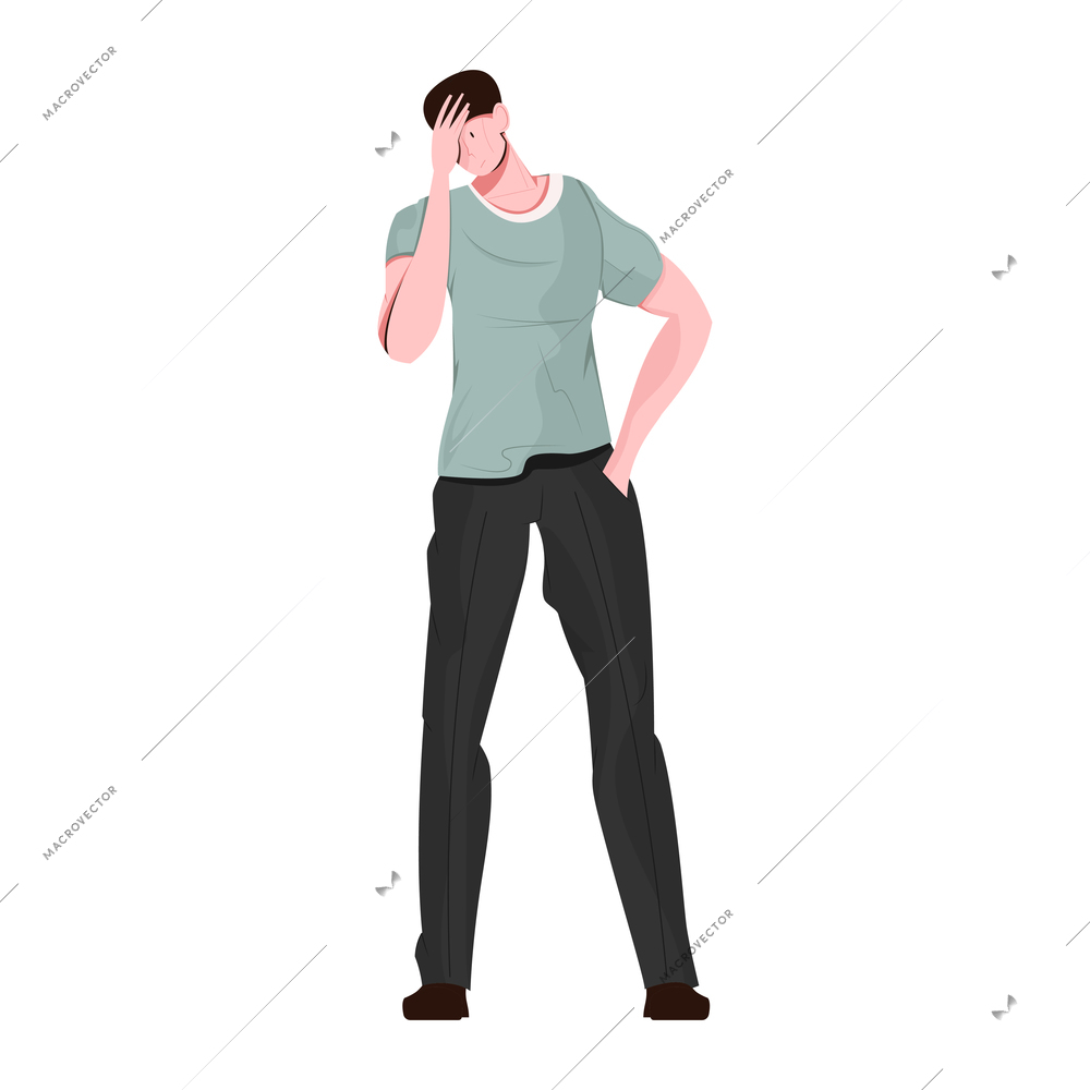 Frustrated male character flat icon on white background vector illustration