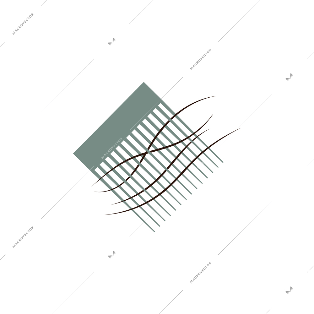 Comb with dark hairs flat icon on white background vector illustration