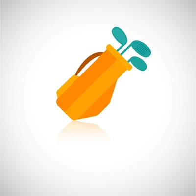 Golf clubs in orange bag icon isolated on white background vector illustration