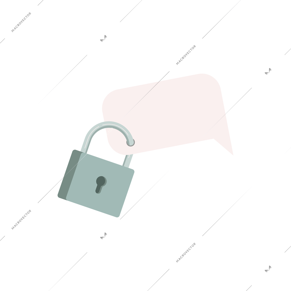 Blank speech bubble with lock on white background vector illustration