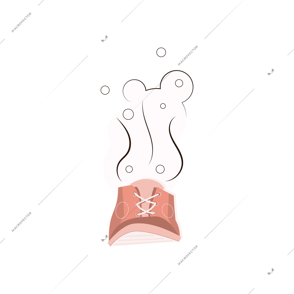 Flat icon of smelly sports shoe on white background vector illustration