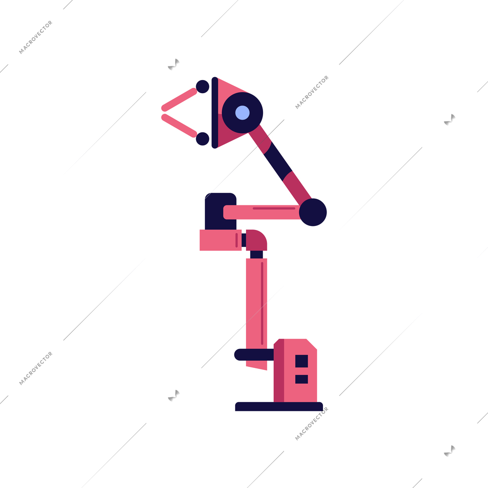 Flat automated robotic arm icon on white background vector illustration